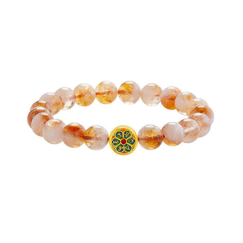 Nimara Ritual 999 Sterling Silver Citrine Om Mani Padme Hum Protection Bracelet