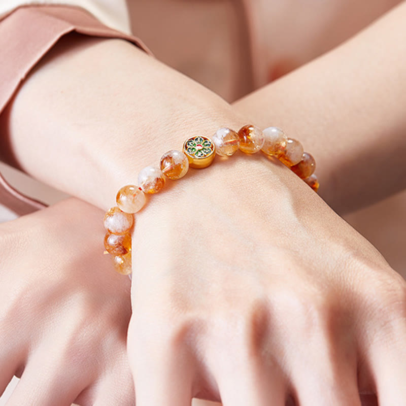Nimara Ritual 999 Sterling Silver Citrine Om Mani Padme Hum Protection Bracelet