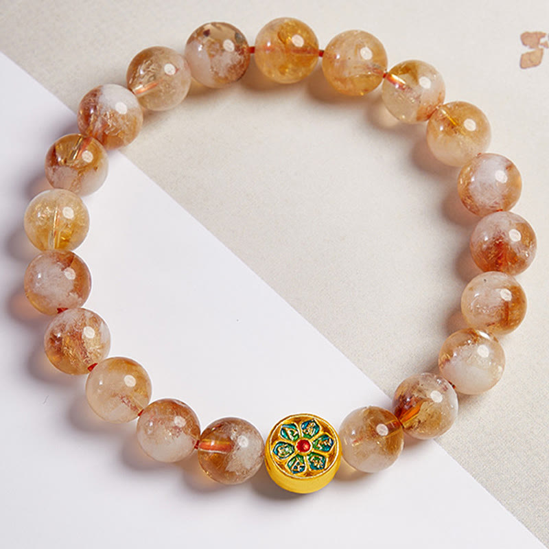 Nimara Ritual 999 Sterling Silver Citrine Om Mani Padme Hum Protection Bracelet