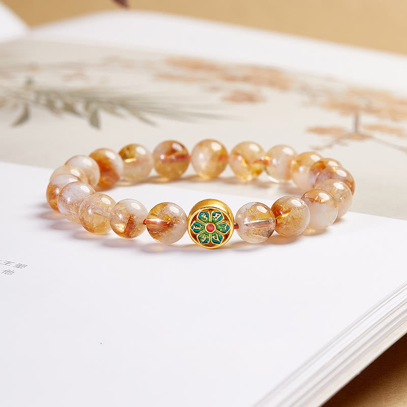 Nimara Ritual 999 Sterling Silver Citrine Om Mani Padme Hum Protection Bracelet