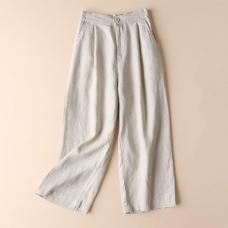 Nimara Ritual Commute Solid Color 7-8 Length Women's Wide Leg Pants With Pockets