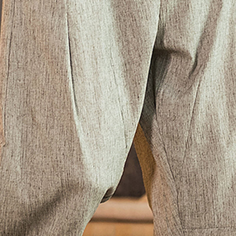 Nimara Ritual Casual Solid Color Drawstring Men's Elastic Waistband Cotton Linen Pants With Pockets