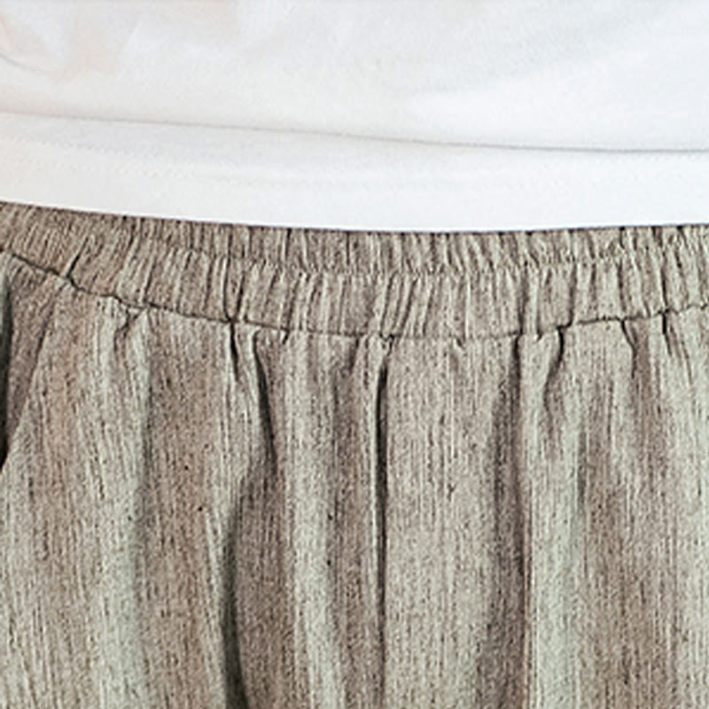 Nimara Ritual Casual Solid Color Drawstring Men's Elastic Waistband Cotton Linen Pants With Pockets