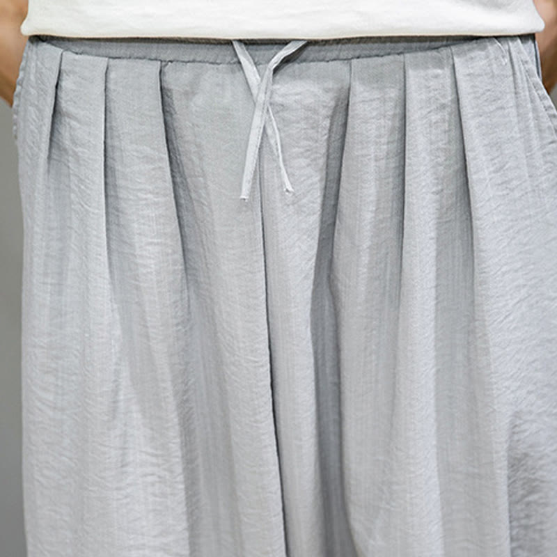Nimara Ritual Summer Plain Drawstring Men's Ankle-Length Cotton Harem Pants With Pockets