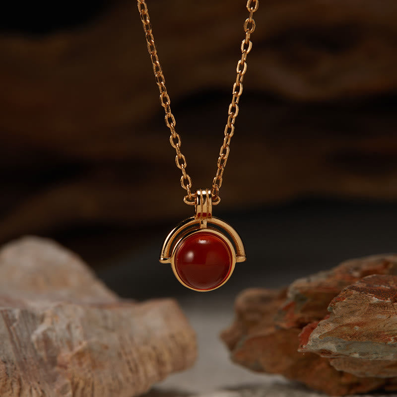 Nimara Ritual Red Agate Tiger Eye Aquamarine Moonstone 925 Sterling Silver Confidence Necklace Pendant