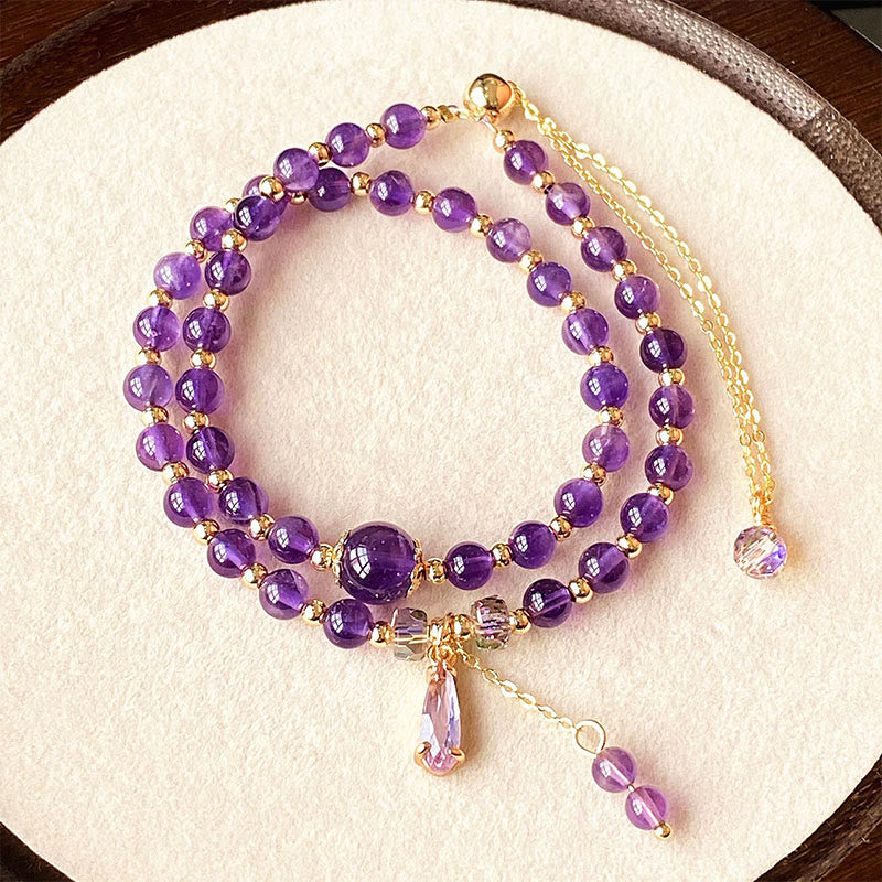 Nimara Ritual Natural Amethyst Beads Balance Multi-layer Bracelet
