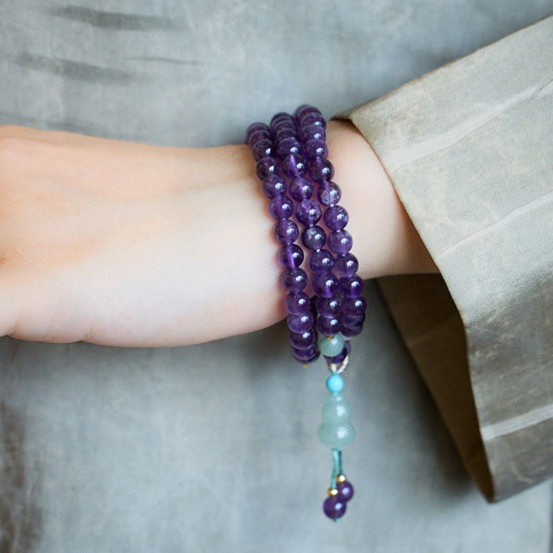 Nimara Ritual Natural Amethyst Beads Coin Hanging Gourd Chalcedony Lotus Balance Multi-layer Bracelet