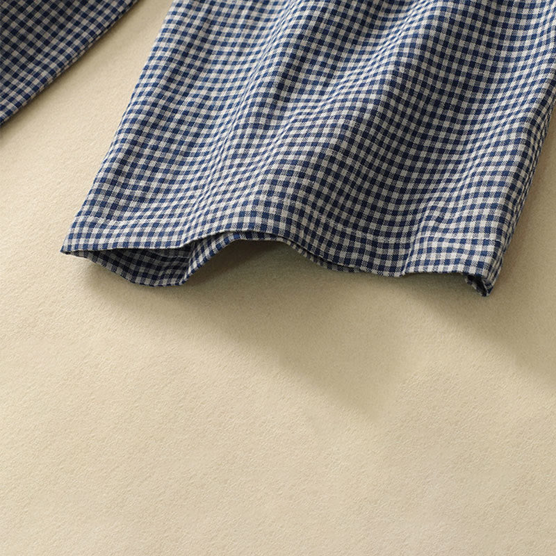 Nimara Ritual Commute Casual Checkered Pattern 7-8 Length Women's Wide Leg Cotton Linen Pants With Pockets