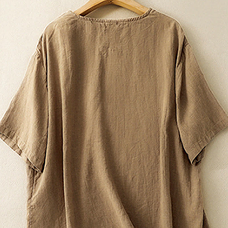 Nimara Ritual Casual Summer Embroidered Crew Neck Women's Cotton Short Sleeve T-shirt