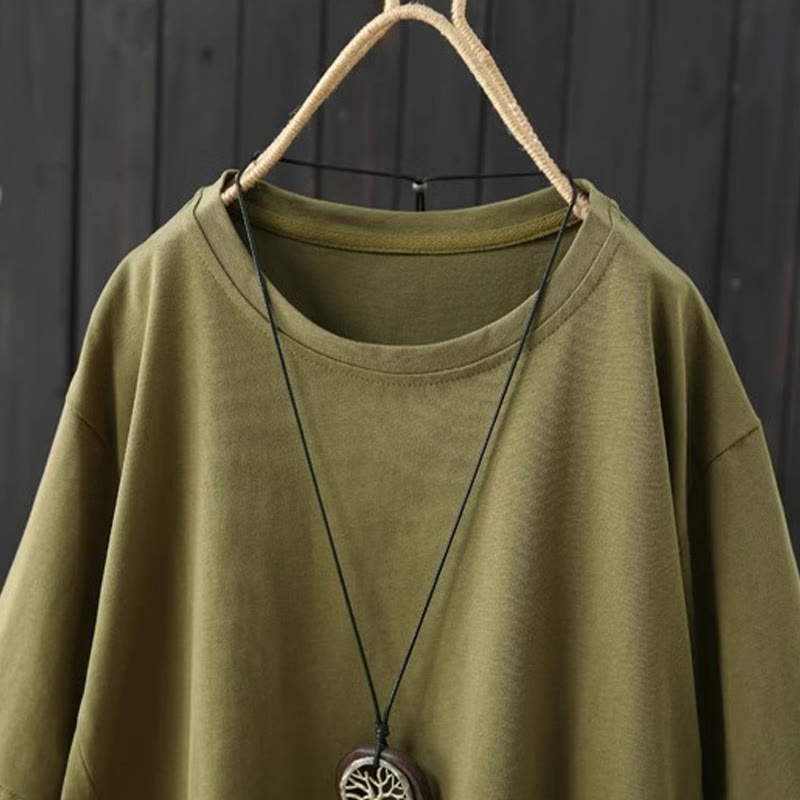 Nimara Ritual Casual Loose Summer Plain Crew Neck Women's Short Sleeve T-shirt