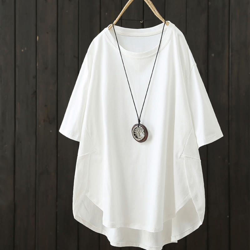 Nimara Ritual Casual Loose Summer Plain Crew Neck Women's Short Sleeve T-shirt