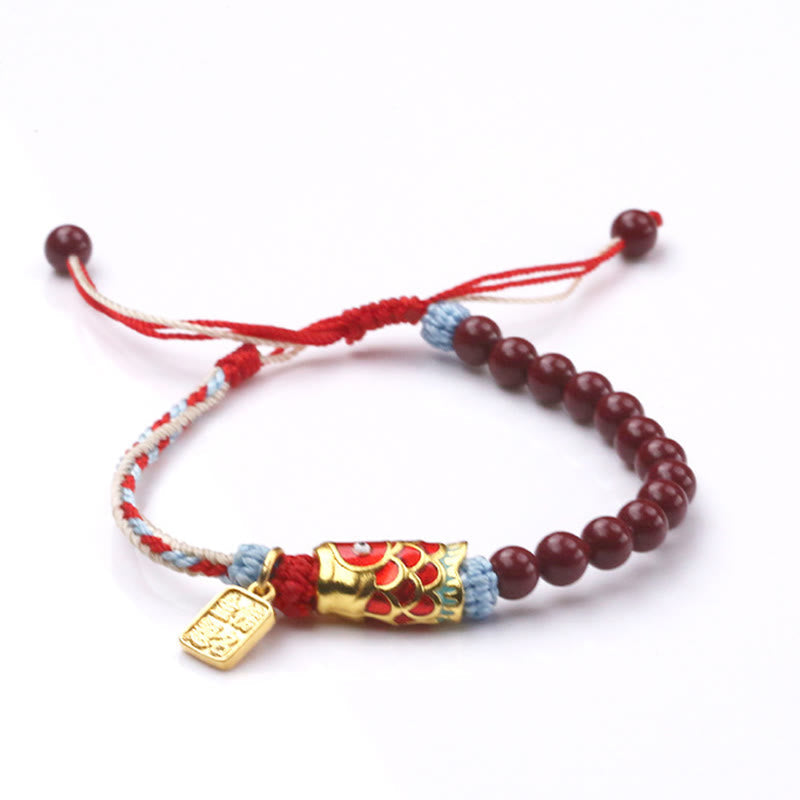 Nimara Ritual Cinnabar Beads Lucky Koi Fish Blessing Bracelet