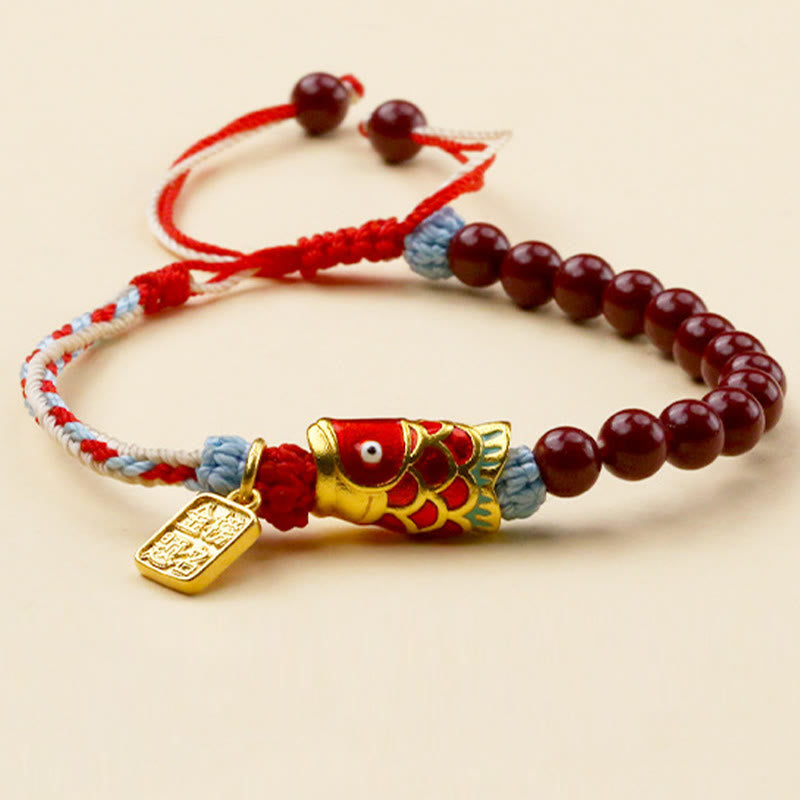 Nimara Ritual Cinnabar Beads Lucky Koi Fish Blessing Bracelet
