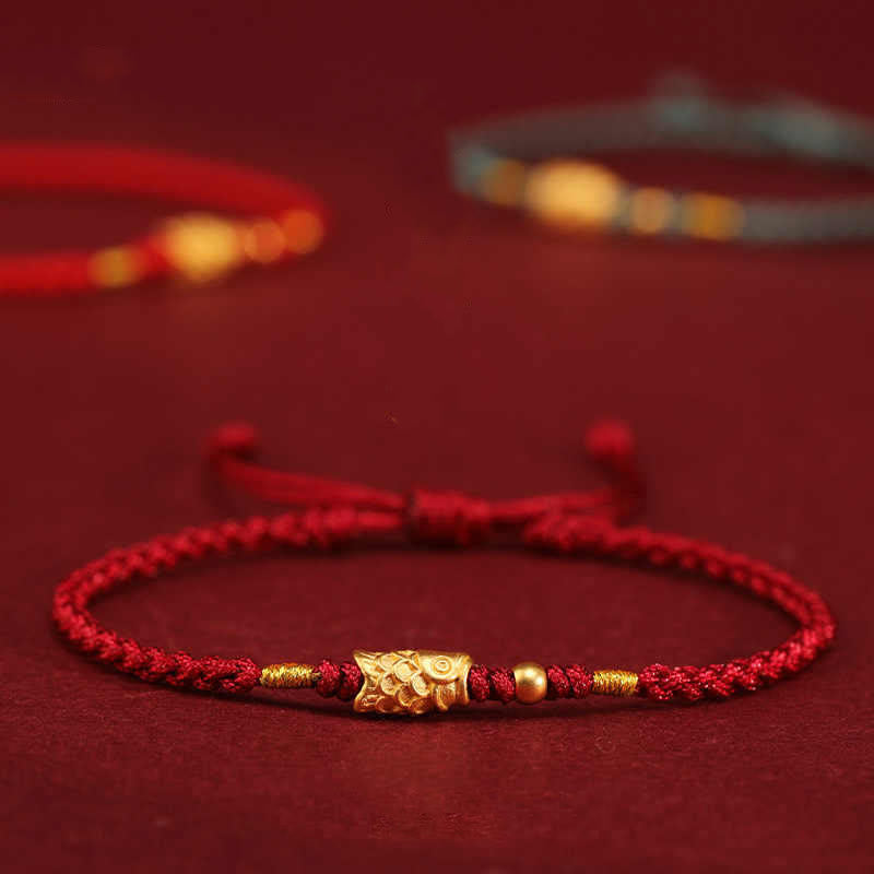 Nimara Ritual 999 Gold Luck Protection Koi Fish Handmade Braided String Bracelet