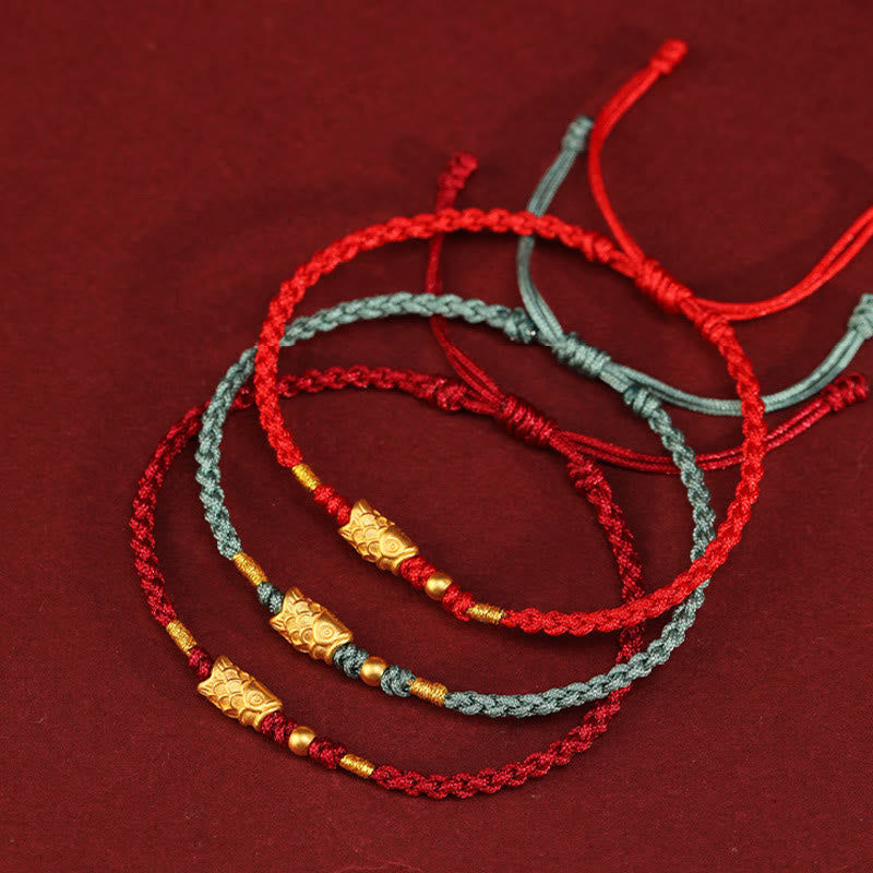Nimara Ritual 999 Gold Luck Protection Koi Fish Handmade Braided String Bracelet
