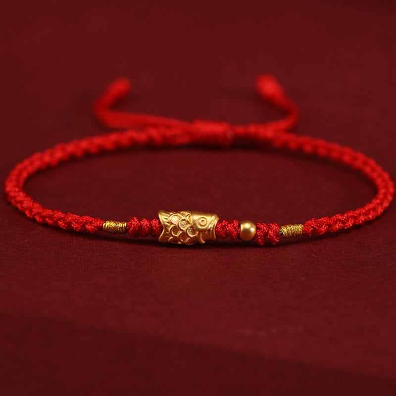 Nimara Ritual 999 Gold Luck Protection Koi Fish Handmade Braided String Bracelet