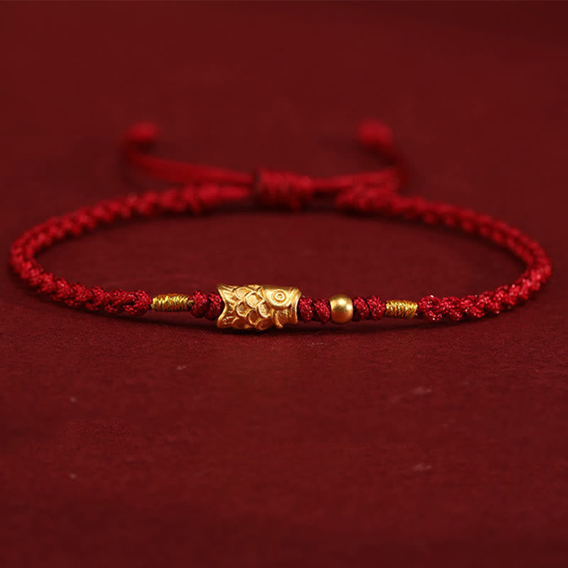 Nimara Ritual 999 Gold Luck Protection Koi Fish Handmade Braided String Bracelet