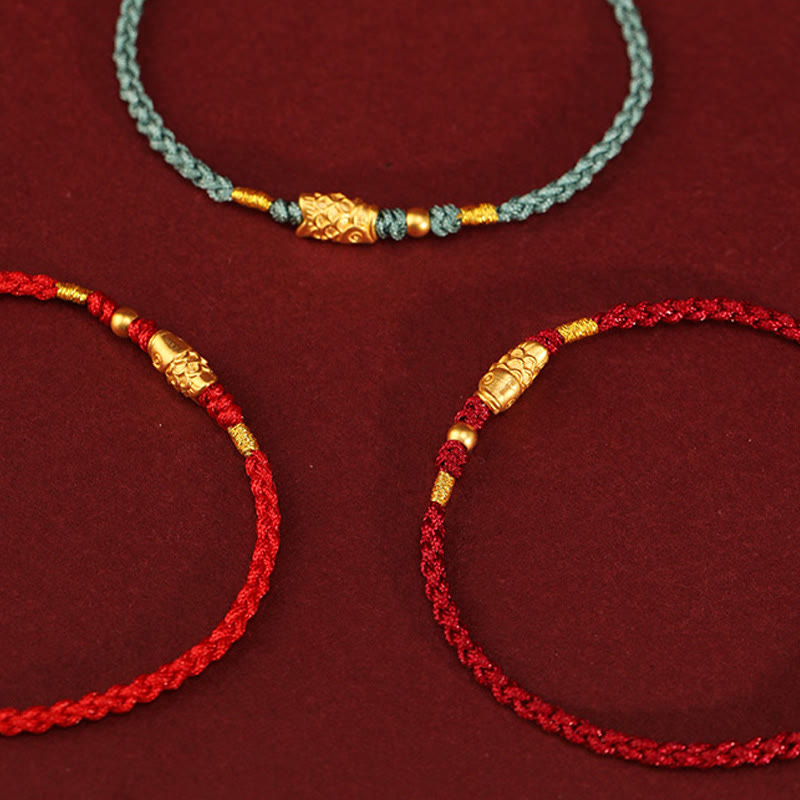 Nimara Ritual 999 Gold Luck Protection Koi Fish Handmade Braided String Bracelet