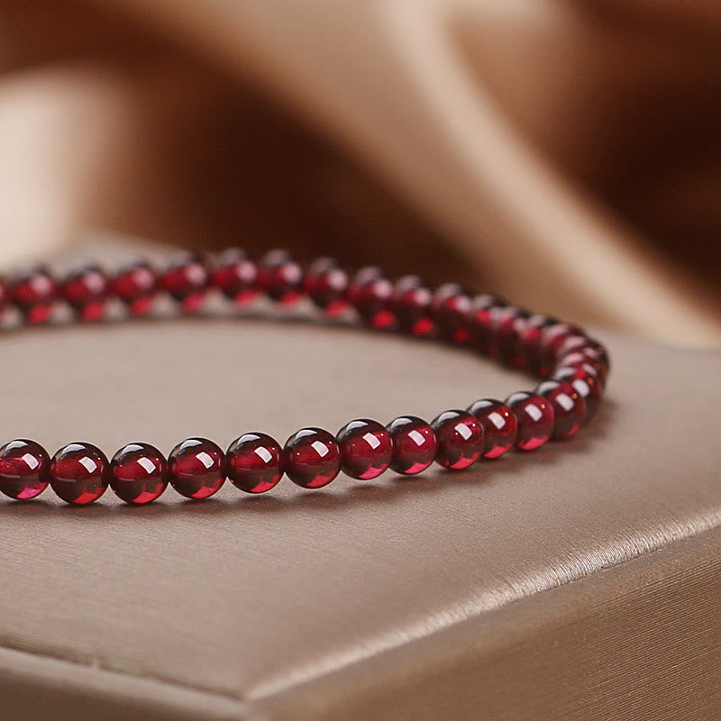 Nimara Ritual Natural 4mm Garnet Beads Flower Passion Bracelet