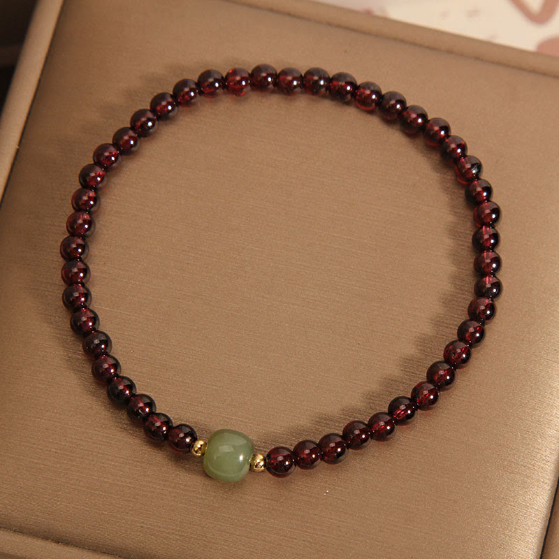 Nimara Ritual Natural 3mm Ultra-thin Garnet Hetian Jade Beads Stability Bracelet