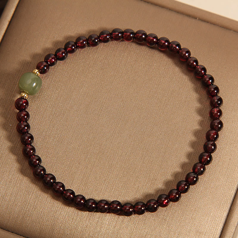 Nimara Ritual Natural 3mm Ultra-thin Garnet Hetian Jade Beads Stability Bracelet