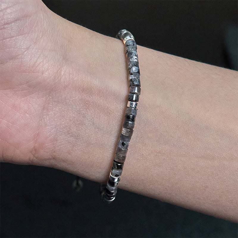 Nimara Ritual Natural Black Glitter Stone Courage Spacer Bead Bracelet