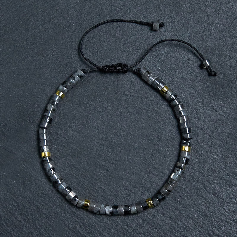 Nimara Ritual Natural Black Glitter Stone Courage Spacer Bead Bracelet