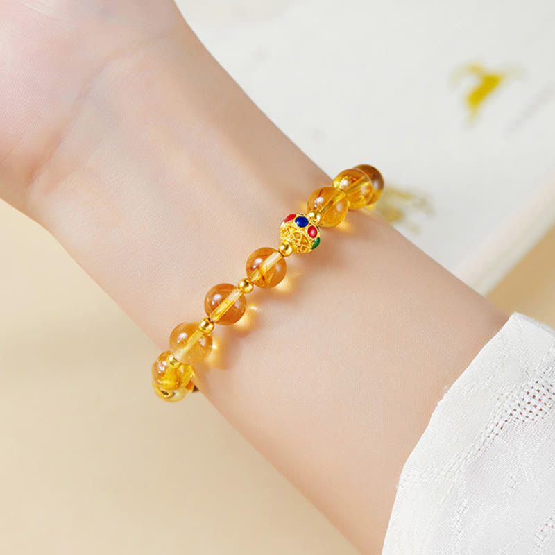 Nimara Ritual 925 Sterling Silver Fu Character Citrine Tiger Eye Protection Bracelet
