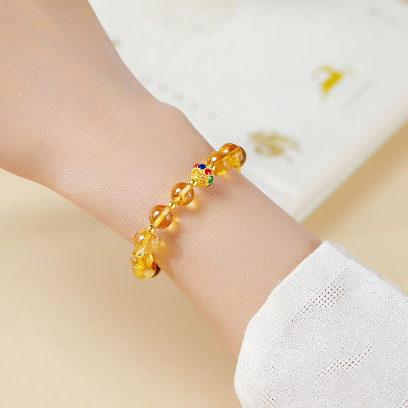 Nimara Ritual 925 Sterling Silver Fu Character Citrine Tiger Eye Protection Bracelet