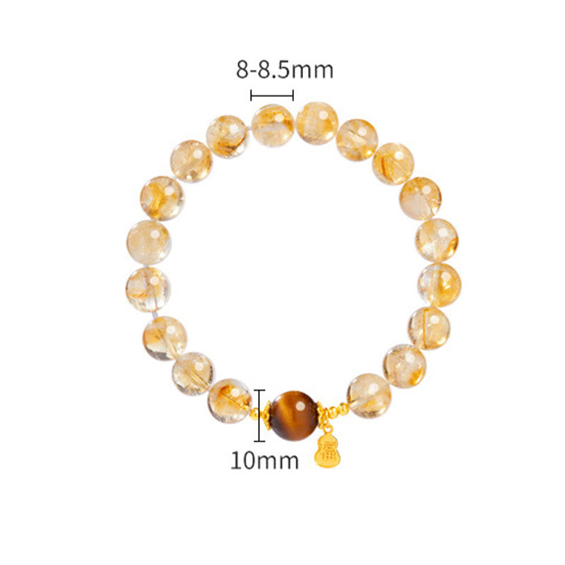 Nimara Ritual 925 Sterling Silver Gourd Fu Character Citrine Tiger Eye Prosperity Bracelet