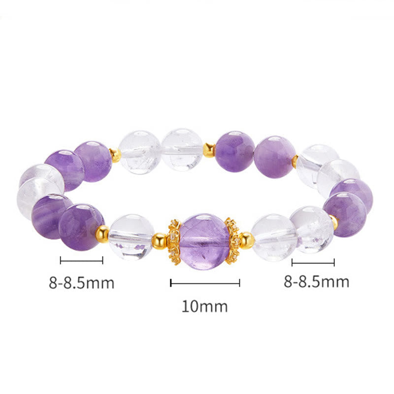 Nimara Ritual 925 Sterling Silver Natural Amethyst White Crystal Balance Bracelet