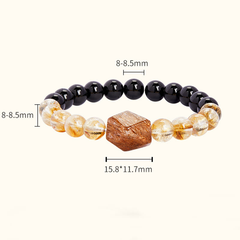 Nimara Ritual Natural Black Obsidian Citrine Super Seven Crystal Strength Bracelet