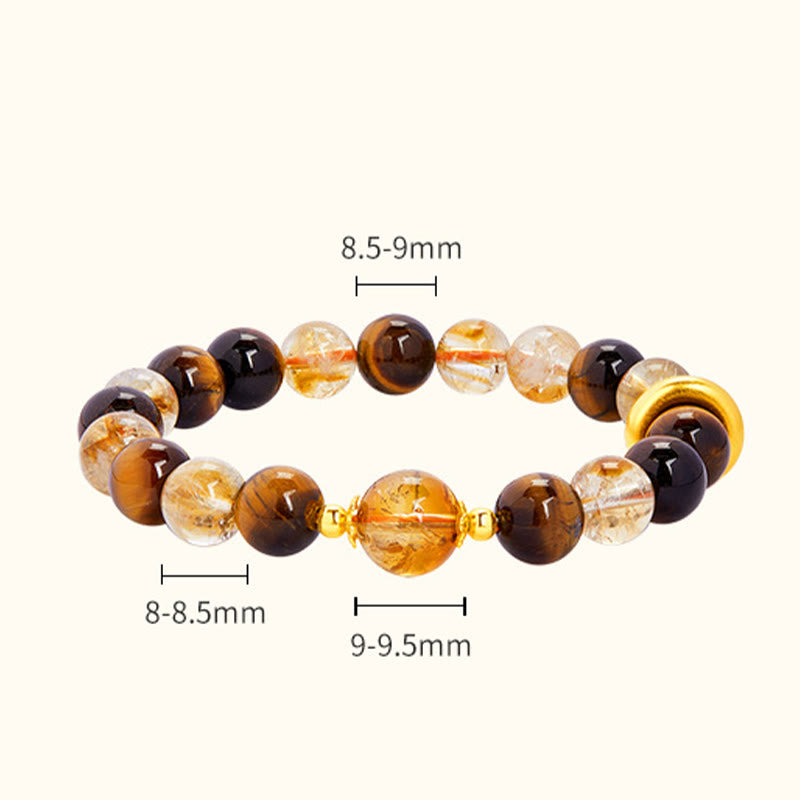 Nimara Ritual 999 Sterling Silver Natural Citrine Tiger Eye Peace Buckle Protection Bracelet