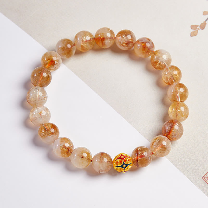 Nimara Ritual 999 Sterling Silver Natural Citrine Flower Balls Beads Protection Bracelet