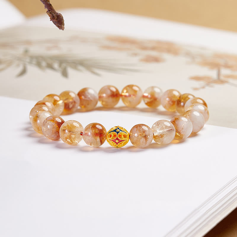 Nimara Ritual 999 Sterling Silver Natural Citrine Flower Balls Beads Protection Bracelet
