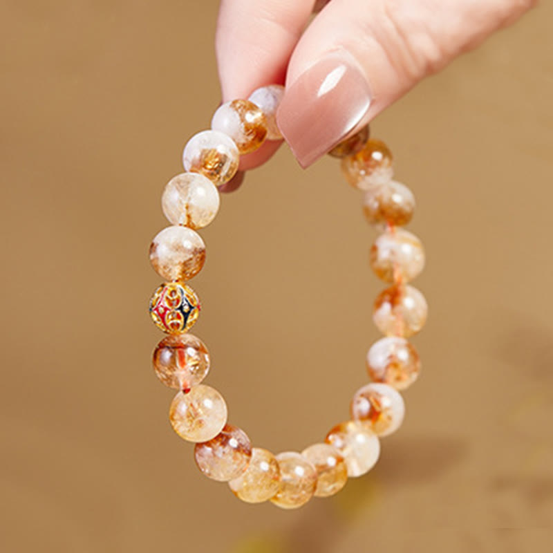 Nimara Ritual 999 Sterling Silver Natural Citrine Flower Balls Beads Protection Bracelet