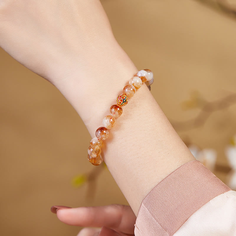 Nimara Ritual 999 Sterling Silver Natural Citrine Flower Balls Beads Protection Bracelet