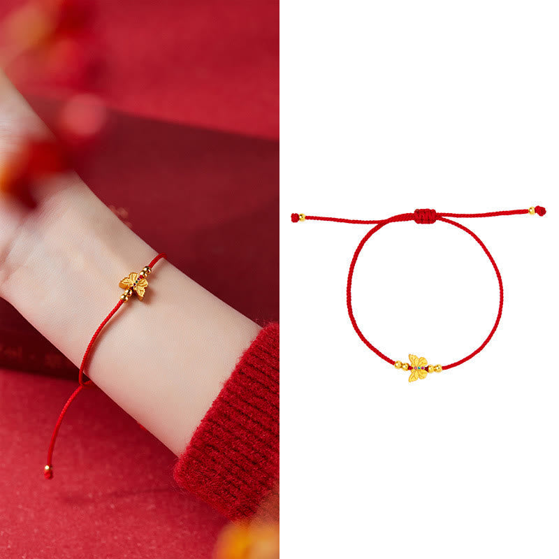 Nimara Ritual 999 Sterling Silver Butterfly Red String Strength Bracelet
