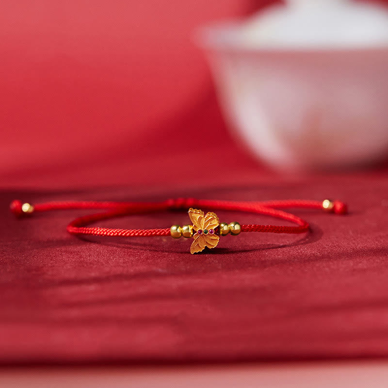 Nimara Ritual 999 Sterling Silver Butterfly Red String Strength Bracelet