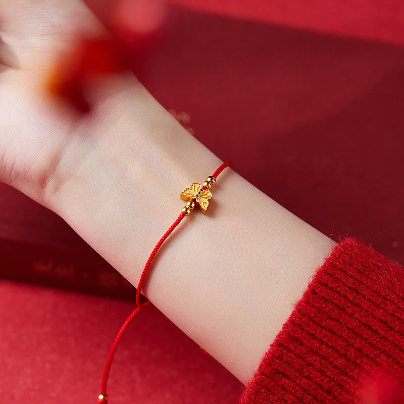 Nimara Ritual 999 Sterling Silver Butterfly Red String Strength Bracelet