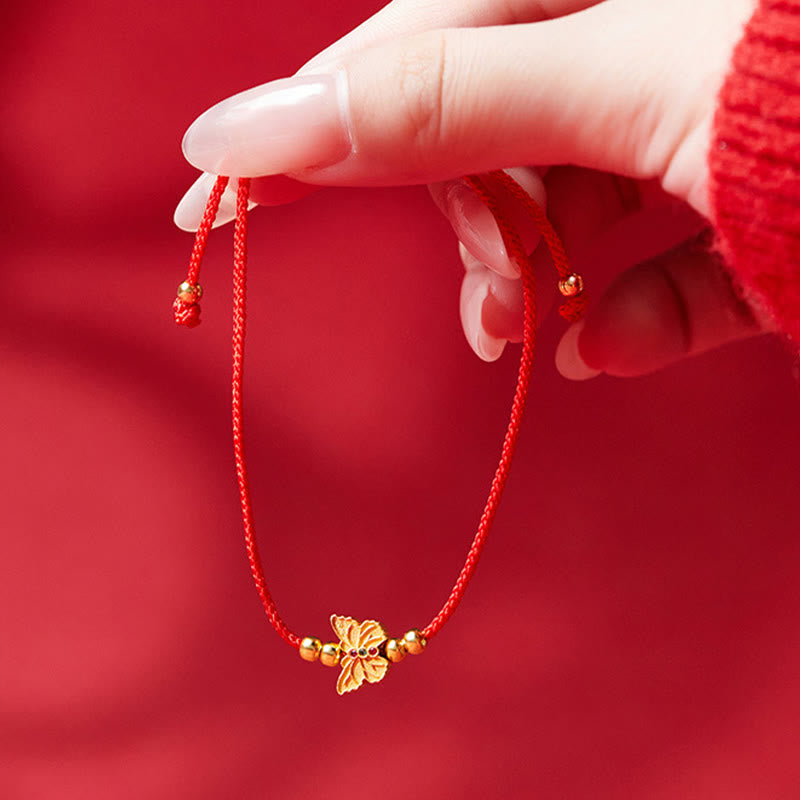Nimara Ritual 999 Sterling Silver Butterfly Red String Strength Bracelet