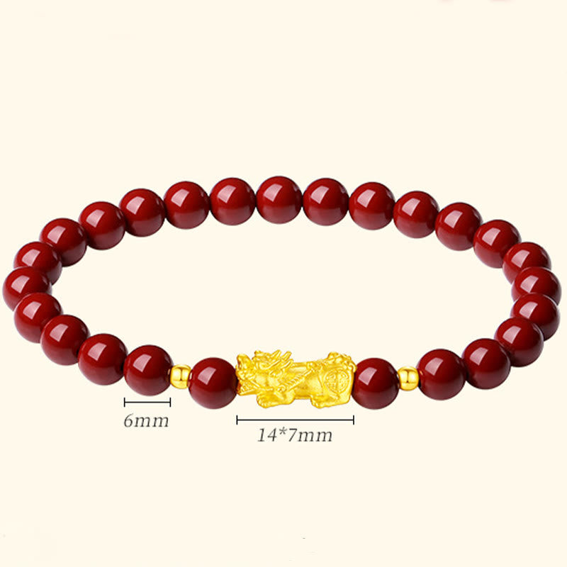 Nimara Ritual 999 Gold 5D Hard Gold Cinnabar PiXiu Calm Bracelet