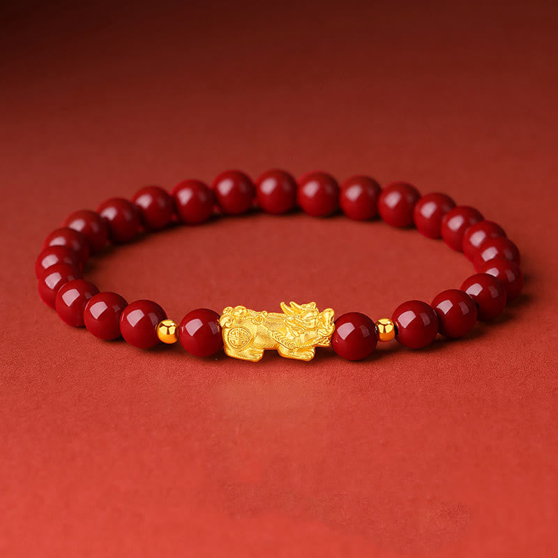 Nimara Ritual 999 Gold 5D Hard Gold Cinnabar PiXiu Calm Bracelet