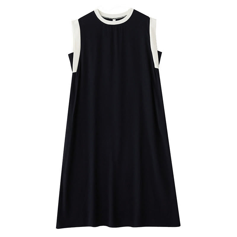 Nimara Ritual Pure Color Slit Design Sleeveless Cotton Midi Dress With Pockets