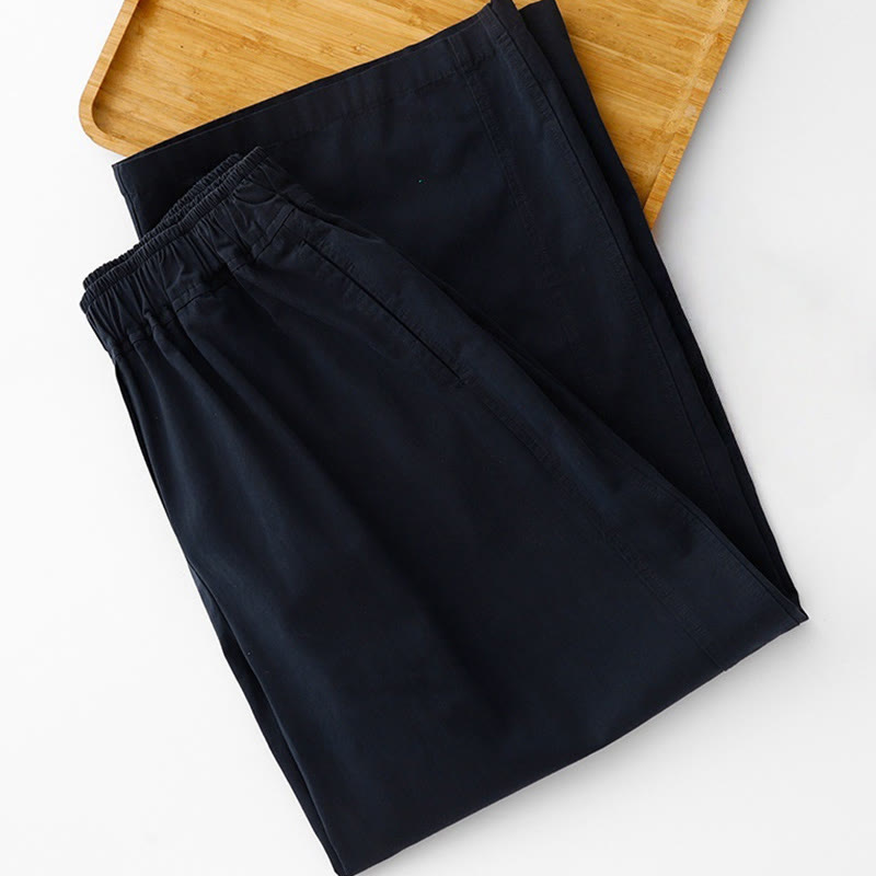 Nimara Ritual Spring Commute Solid Color High Waist Women's Wide Leg Cotton Linen Pants With Pockets