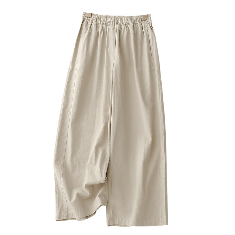 Nimara Ritual Spring Commute Solid Color High Waist Women's Wide Leg Cotton Linen Pants With Pockets