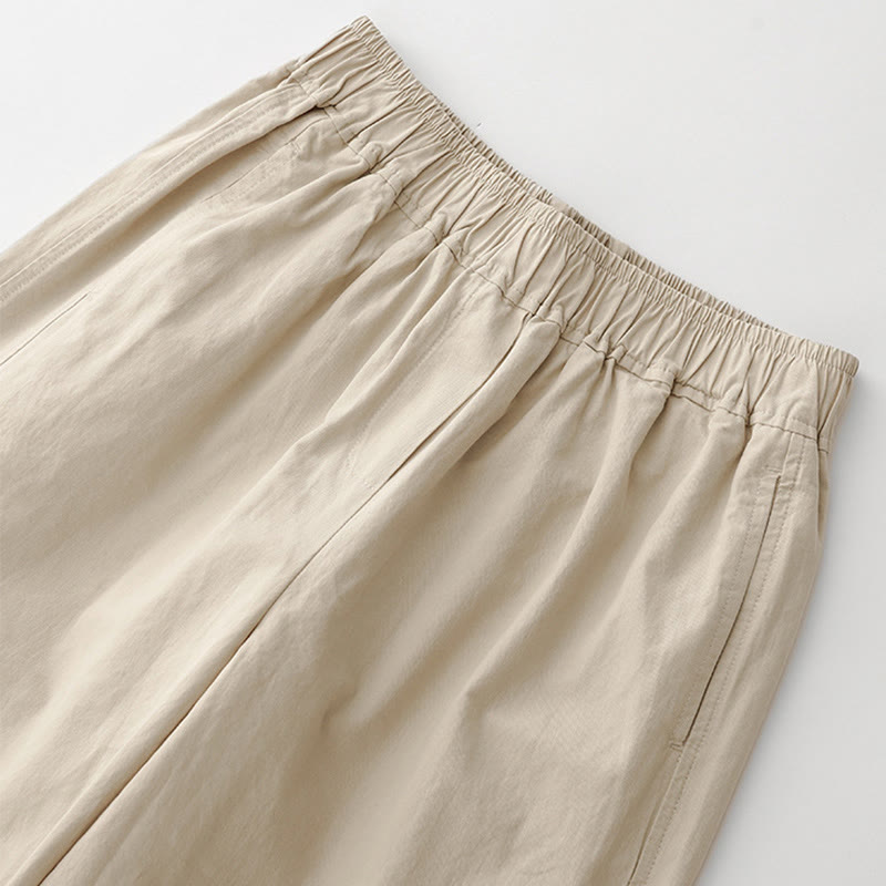 Nimara Ritual Spring Commute Solid Color High Waist Women's Wide Leg Cotton Linen Pants With Pockets