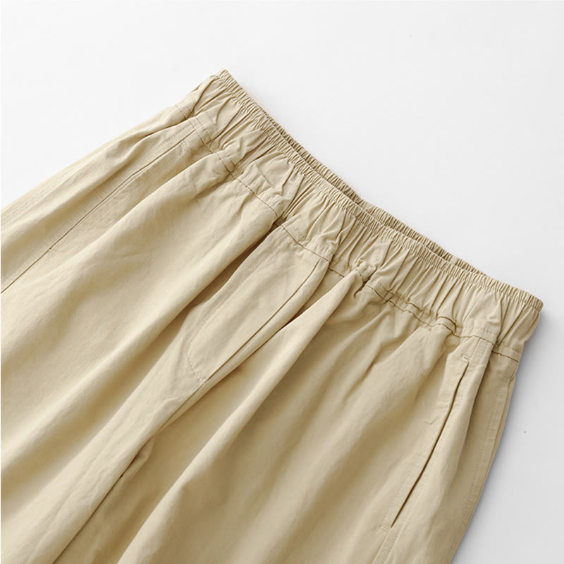 Nimara Ritual Spring Commute Solid Color High Waist Women's Wide Leg Cotton Linen Pants With Pockets