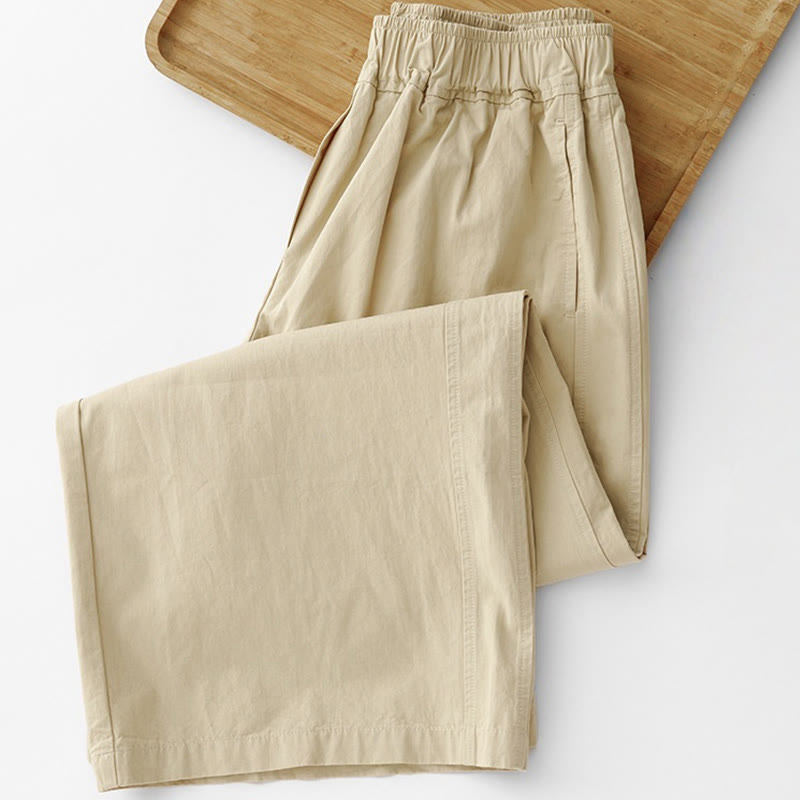 Nimara Ritual Spring Commute Solid Color High Waist Women's Wide Leg Cotton Linen Pants With Pockets