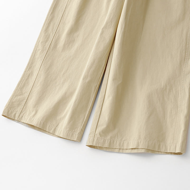 Nimara Ritual Spring Commute Solid Color High Waist Women's Wide Leg Cotton Linen Pants With Pockets